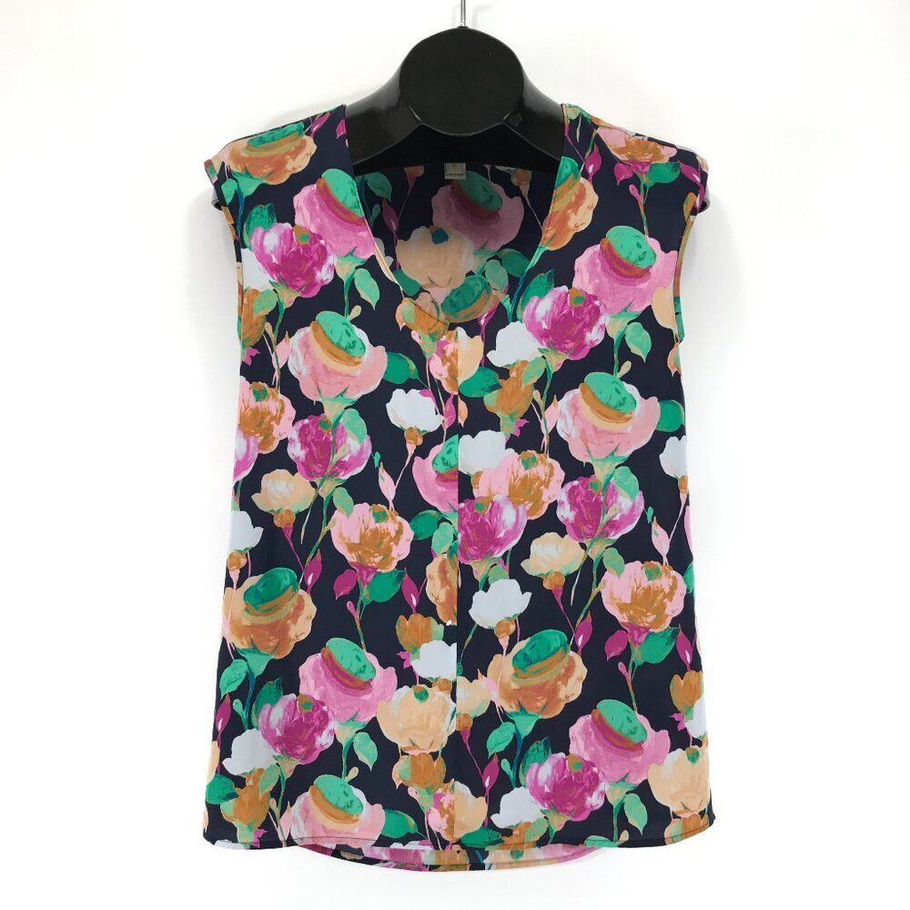 J. Crew Factory Printed Cap Sleeve Shirttail Blouse Women's Size 0 Floral Spring